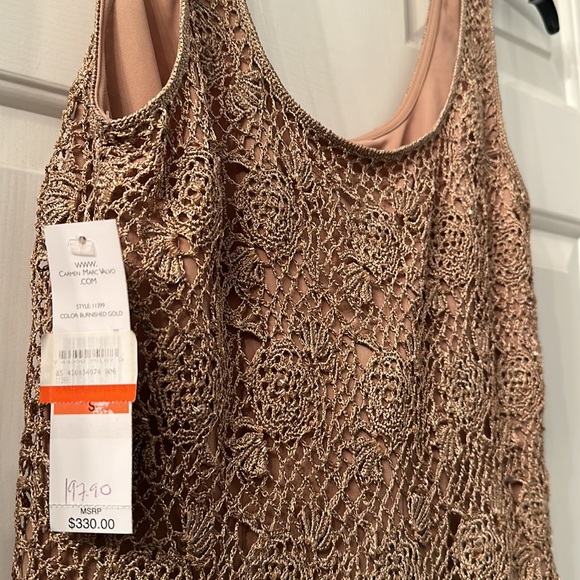 2 pieces!! Carmen Marc Valvo Gorgeous lace like set in a golden thread - small - Picture 14 of 16